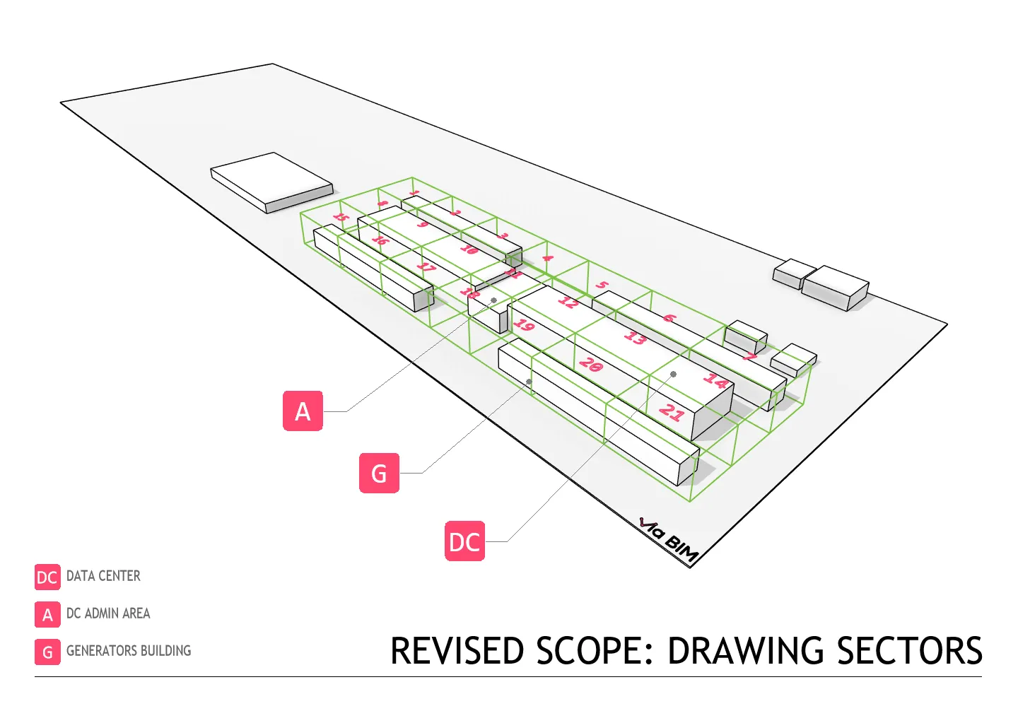 Hyperscale Data Center Campus Revised Phase 1 Scope with New Revit Scope Boxes (Plan Sectors) via-bim-hyperscale-data-center-scope-management-part5-revised-scope-with-scope-boxes-1